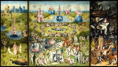 Hieronymus Bosch, The Garden Of Earthly Delights, Oil On Oak Panels, 220 X 389 Cm, Museo Del Prado, Madrid.